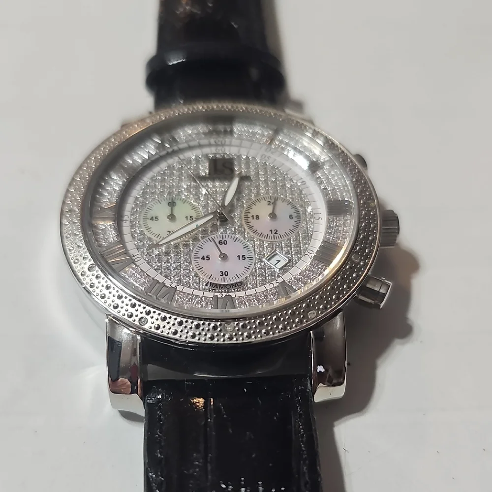 Elegant J & S Silvertone and Black Men's Watch NWOT